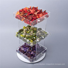 Creative Food Retail Store Countertop 3-Tier Rotating Clear Acrylic Cupcake And Candy Display Trays